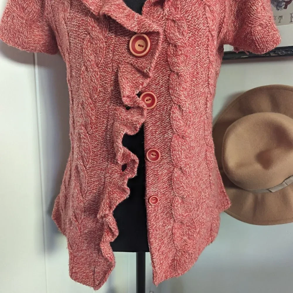 Sleeping on Snow Red Ruffle Cardigan MD Cottagecore Countryside Clown Boho
